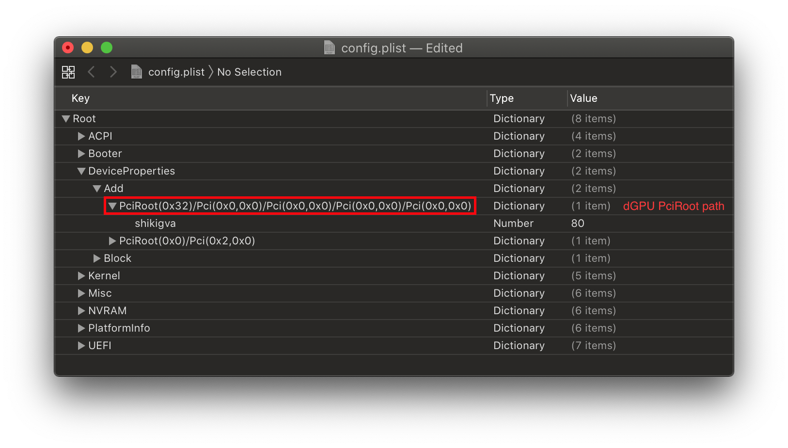 Example of shikigva in Devices Properties