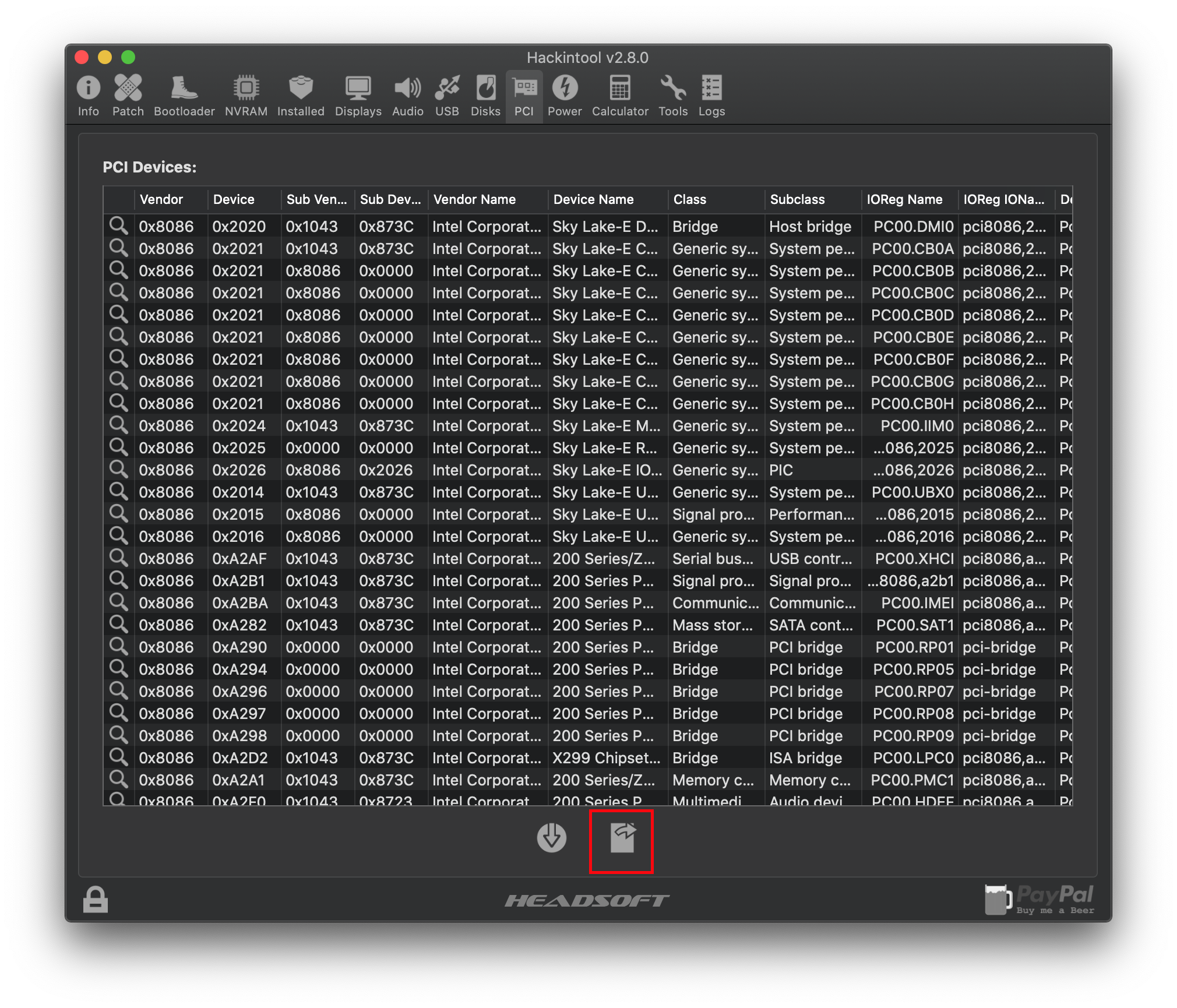 Export PCI address